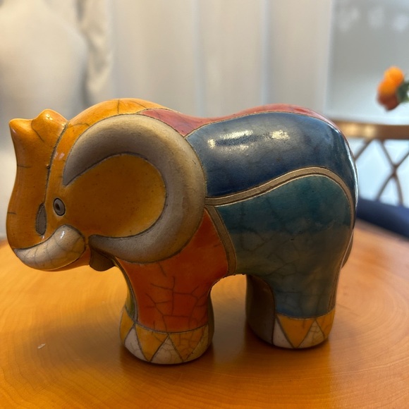 Raku African elephant vintage pottery - Picture 7 of 7